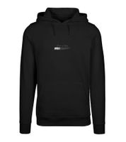 Lässiger Mister Tee Herren Hoodie Kapuzenpullover mit Print, Kängurutasche & Tunnelzug Schwarz