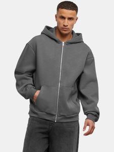 weicher Mister Tee Herren Hoodie Reißverschluss Rippbündchen 330 g/m² mit Baumwolle Grau
