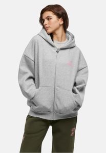 lässiger Felicious Damen Hoodie Reißverschluss Rippbündchen mit Baumwolle Grau