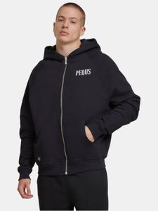 moderner PEQUS Herren Hoodie Reißverschluss Rippbündchen mit Baumwolle Schwarz