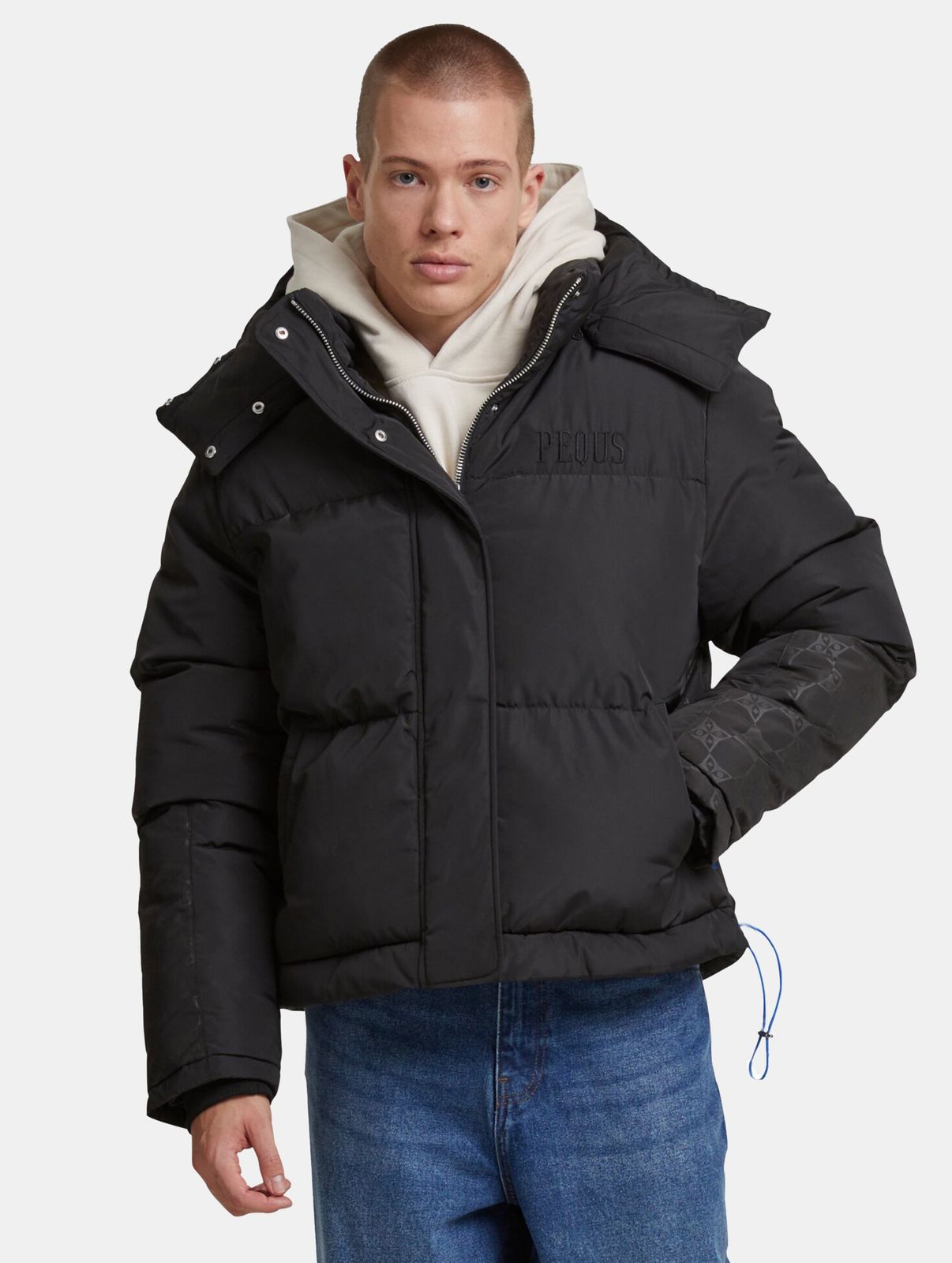Modern PEQUS men's jacket with cotton, black