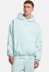 Comfortable Karl Kani men's hoodie with ribbed cuffs and hood, made of cotton, blue