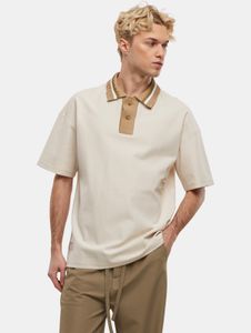 Polo casual da uomo Another Cotton Lab in cotone, beige