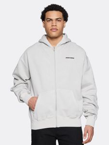 Casual PEGADOR men's hoodie, zip-up, oversized, cotton, grey