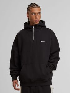 Sudadera informal con capucha para hombre PEGADOR con cremallera, puños acanalados, algodón, color negro.