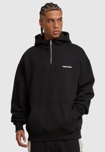 weicher PEGADOR Herren Hoodie Reißverschluss Rippbündchen mit Baumwolle Schwarz