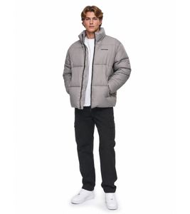 lässige PEGADOR Herren Puffer-Jacke mit Logo-Stickerei Winter-Jacke Grau