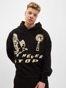 bequemer PEGADOR Herren Hoodie Kapuze Oversize mit Baumwolle Schwarz