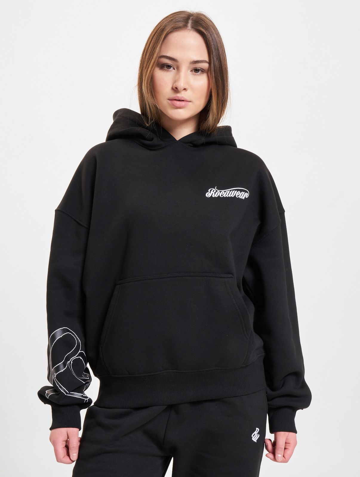 Rocawear Damen Hoodie Oversize Kapuze Baumwolle Schwarz