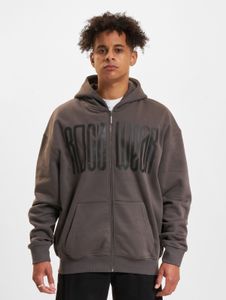 moderner Rocawear Herren Hoodie Reißverschluss Rippstrick mit Baumwolle Dunkelgrau