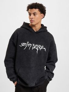 bequemer 9N1M SENSE Herren Hoodie Rippbündchen Kapuze 350 g/m² mit Baumwolle Schwarz