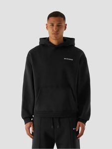 Felpa con cappuccio da uomo Soft 9N1M SENSE con polsini a coste e interno in cotone, colore nero.