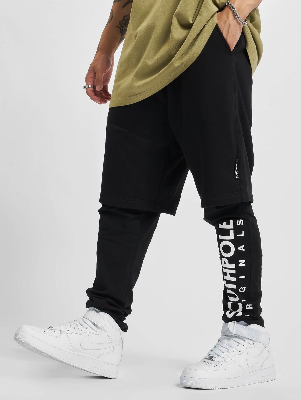 Southpole Herren Shorts Stretch mit Baumwolle Schwarz