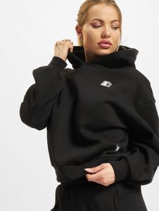 Sweat à capuche femme décontracté, grande capuche, cordon de serrage, coton 300 g/m², noir