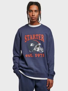 Soft starter men's sweatshirt with ribbed cuffs, fleece, 300 g/m² with cotton, navy