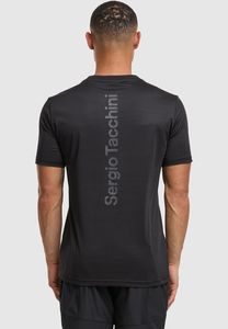 modernes Sergio Tacchini Herren T-Shirt Stretch Reißverschluss Kapuze Schwarz
