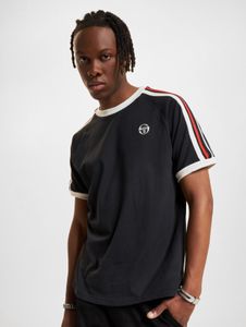 sportliches Sergio Tacchini Herren T-Shirt Reißverschluss mit Baumwolle Schwarz