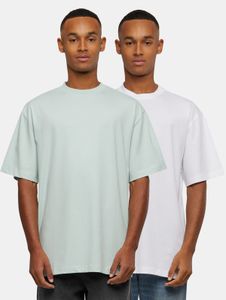lässiges Urban Classics Herren T-Shirt 180 g/m² mit Baumwolle Pastell-Grün/Weiß