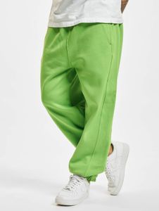 Versatile URBAN CLASSICS men's trousers with pockets, ribbed cuffs, 380 g/m² cotton, lime green