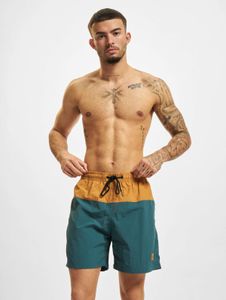 bequeme URBAN CLASSICS Herren Hose Kordelzug Reißverschluss 120 g/m² Petrol-Blau/Braun