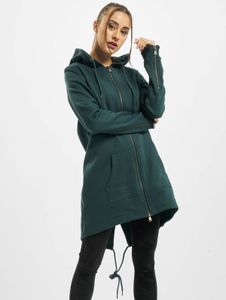 bequemer Urban Classics Damen Hoodie Kordelzug Reißverschluss 300 g/m² mit Baumwolle Grün