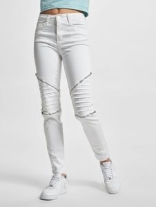 bequeme Urban Classics Damen Jeans Skinny Fit Stretch Reißverschluss mit Baumwolle Weiß