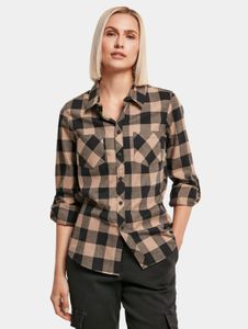 Comfortable Urban Classics women's polo shirt with pockets, 125 g/m² cotton, beige/black