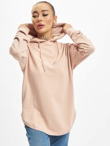 moderner Urban Classics Damen Hoodie Rippbündchen Kapuze 240 g/m² mit Baumwolle Rosa
