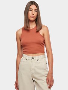 T-shirt femme Casual Urban Classics, maille côtelée extensible, 180 g/m² en coton, orange terracotta