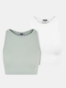bequemes Urban Classics Damen T-Shirt Stretch 180 g/m² mit Baumwolle Pastell-Grün/Weiß