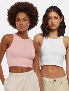 lässiges Urban Classics Damen T-Shirt Stretch 180 g/m² mit Baumwolle Rosa/Weiß
