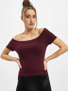 Comfortable Urban Classics women's T-shirt, stretch rib knit, 180 g/m² with cotton, Bordeaux red