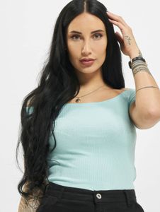 bequemes Urban Classics Damen T-Shirt Stretch Rippstrick 180 g/m² mit Baumwolle Türkis