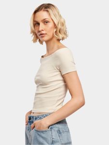 sportliches Urban Classics Damen T-Shirt Stretch 180 g/m² mit Baumwolle Beige