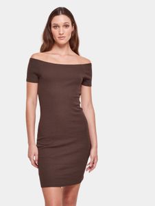 Elegante abito da donna Urban Classics, in maglia a coste elasticizzata, 180 g/m² con cotone, marrone.
