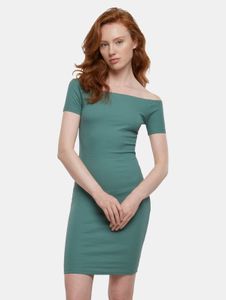 feminines Urban Classics Damen Kleid Stretch 180 g/m² mit Baumwolle Grün