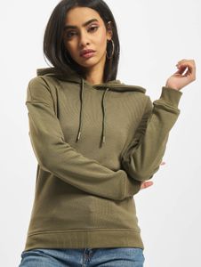 moderner URBAN CLASSICS Damen Hoodie Rippbündchen Kapuze 300 g/m² mit Baumwolle Khaki
