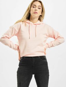 bequemer URBAN CLASSICS Damen Hoodie Kordelzug Rippbündchen 300 g/m² mit Baumwolle Rosa