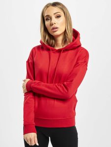 weicher Urban Classics Damen Hoodie Rippbündchen Kapuze 300 g/m² mit Baumwolle Rot