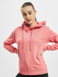 bequemer URBAN CLASSICS Damen Hoodie Rippbündchen 300 g/m² mit Baumwolle Rosa