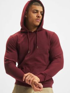 bequemer Urban Classics Herren Hoodie Kordelzug Rippbündchen 300 g/m² mit Baumwolle Bordeaux-Rot