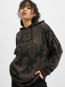 Modern Urban Classics women's hoodie with drawstring, rib knit, 250 g/m² cotton, camouflage