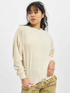 Felpa da donna Modern Urban Classics, elasticizzata, con coulisse, a coste, beige