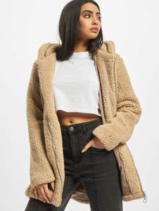 moderne URBAN CLASSICS Damen Jacke große Kapuze Reißverschluss 310 g/m² Beige