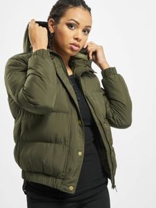 Chaqueta casual urbana clásica para mujer con cremallera y capucha, 78 g/m², verde militar.