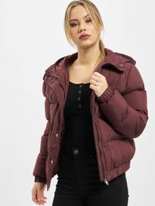 funktionale Urban Classics Damen Jacke Reißverschluss Kapuze 78 g/m² Bordeaux-Rot