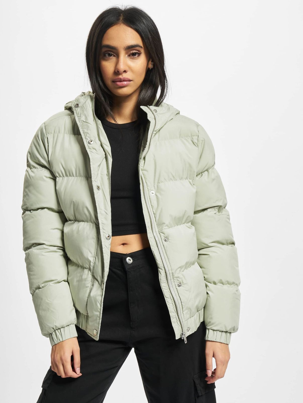 Urban Classics Damen Steppjacke mit Kapuze Grün