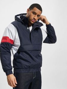 stylische Urban Classics Herren Jacke gefüttert Kapuze 130 g/m² Blau/Weiß/Rot