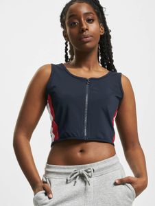bequemes Urban Classics Damen T-Shirt Stretch Reißverschluss 210 g/m² Blau/Rot/Weiß