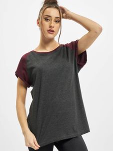 lässiges Urban Classics Damen T-Shirt 140 g/m² mit Baumwolle Grau/Rot
